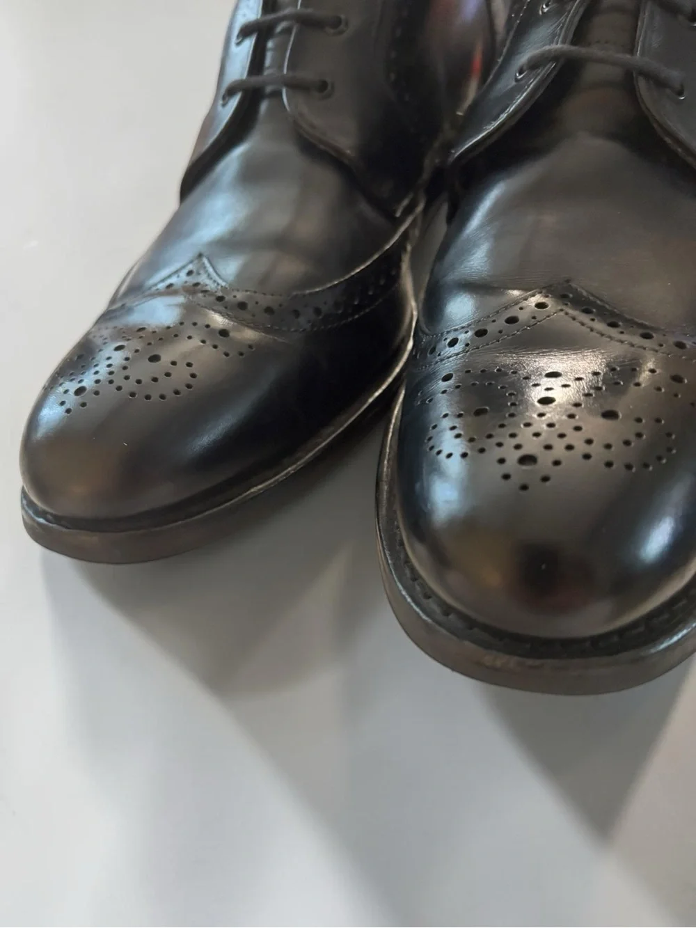 Allen Edmonds Black Leather Wingtip Brogue Boots Size 13 B Dainite Sole